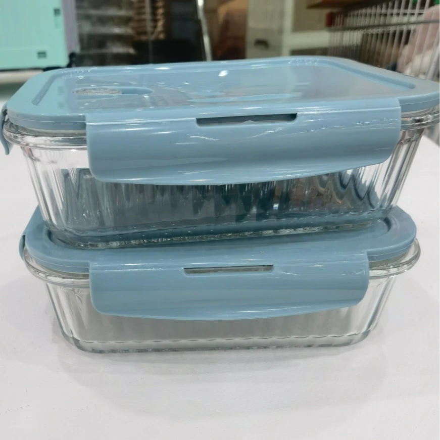 【创得优品】大长带竖纹玻璃高硼硅保鲜盒上班带饭组合装