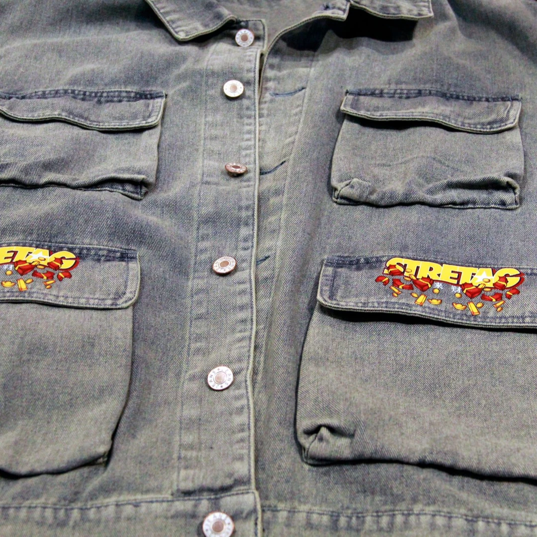 牛仔做旧单排扣常规马甲通用款