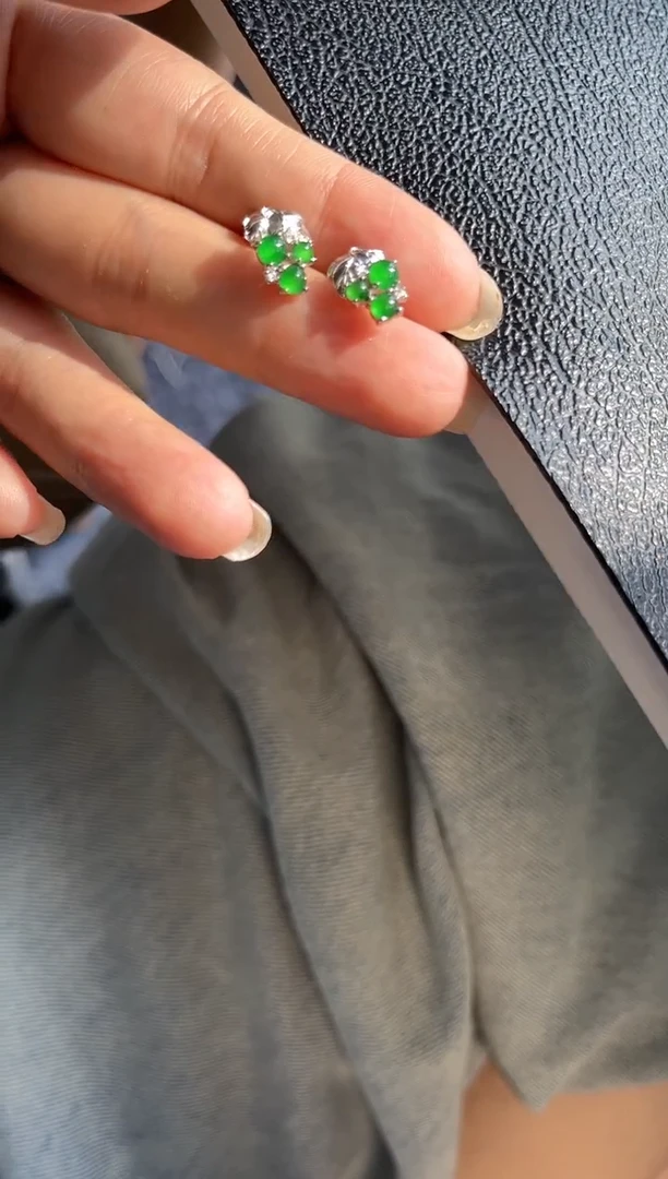 【闪购商品】翡翠银S925镶嵌耳饰0683296319