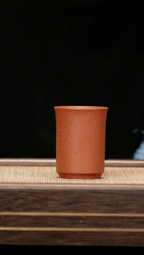 茶壶紫砂紫泥  闻香杯  小号 刻绘