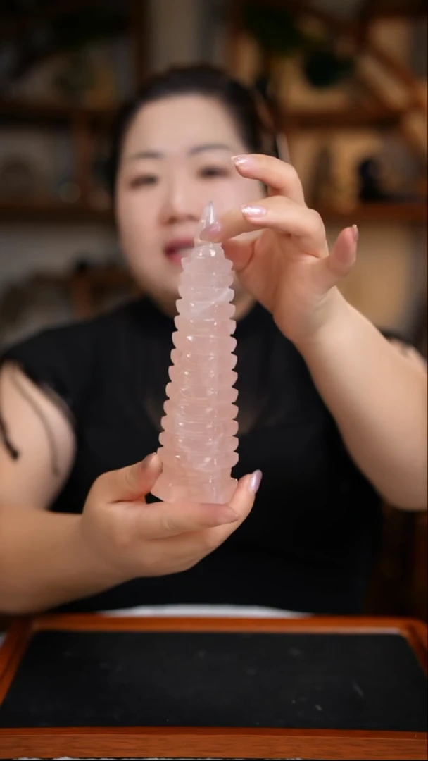 未镶嵌珠宝半成品水晶粉水晶文昌塔D346