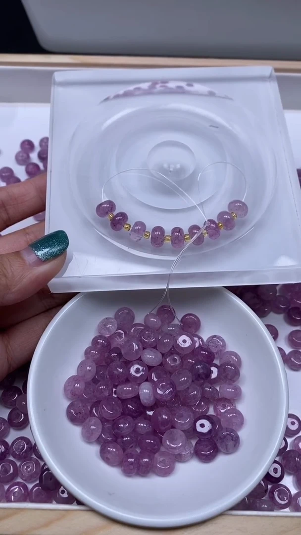 未镶嵌散珠碧玺D579 薰衣草紫碧玺5*8mm20个6.8元