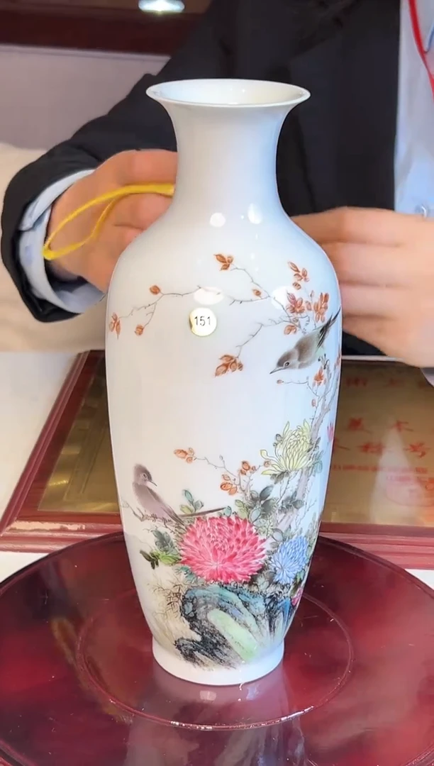 【闪购商品】瓶景德镇陶瓷粉彩花鸟赏瓶151
