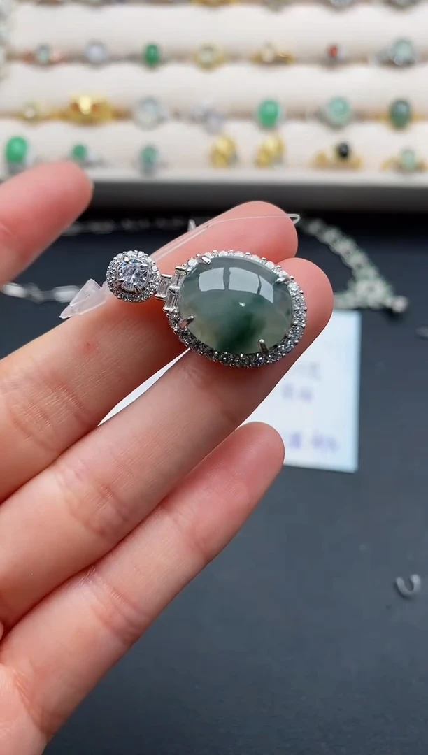 银S925镶嵌戒指翡翠777777+5