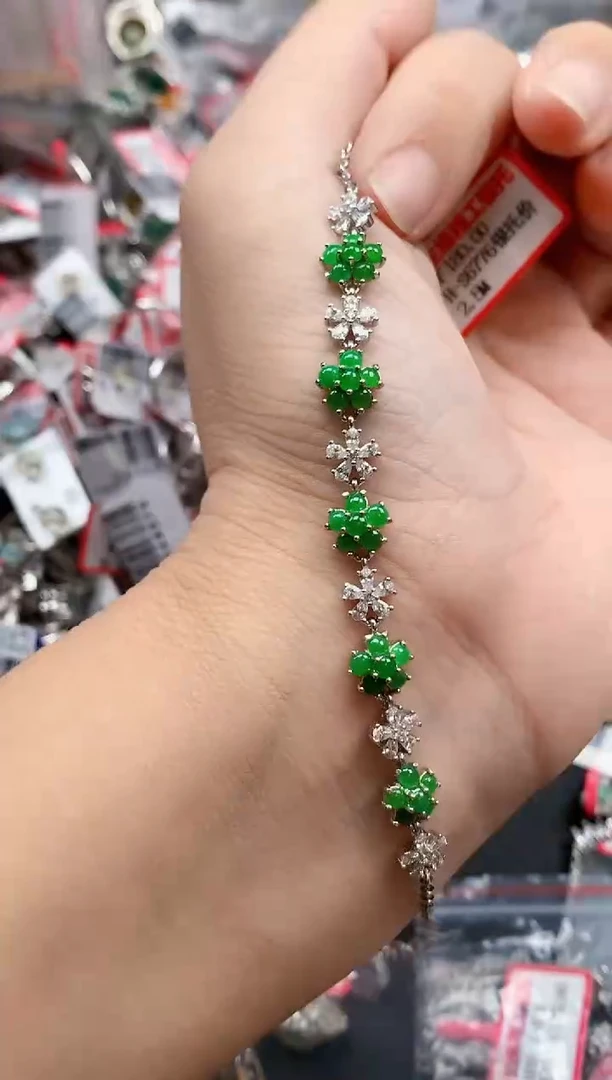 银S925镶嵌戒指翡翠天然A货缅甸翡翠