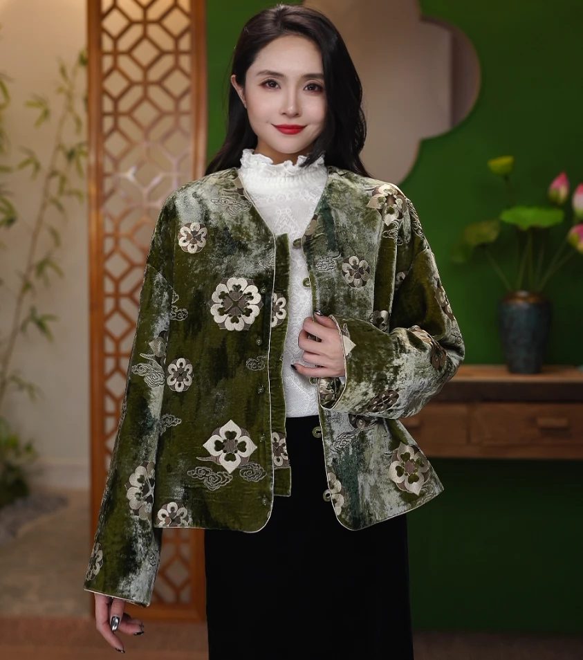 【许亭悠】新中式女装时尚丝绒新款外套SH1238