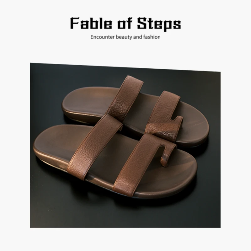 鼎新夏季软底女罗马凉拖平底羊皮版厚底凉沙滩真皮拖鞋X033
