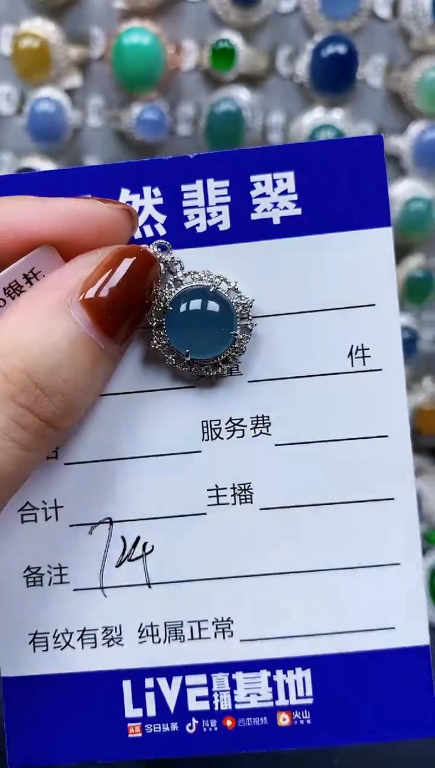 翡翠银S925镶嵌颈饰724