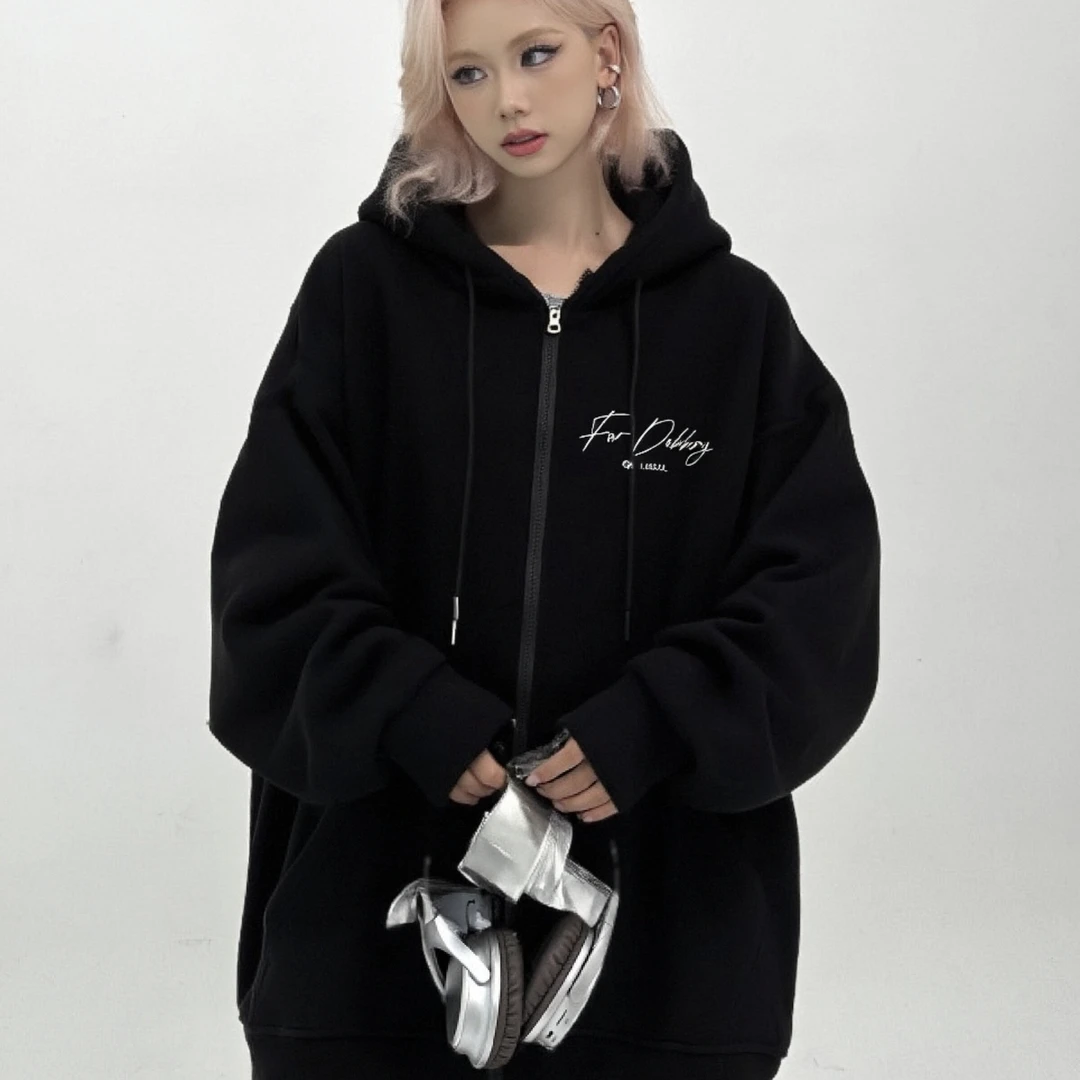 Dekkry美式复古重磅连帽长袖加绒加厚春秋运动休闲百搭情侣装宽松