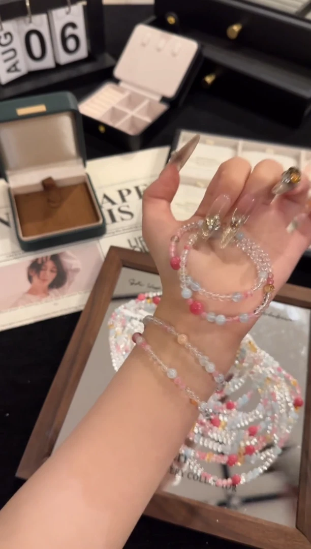 水晶手链合金樱花雨双圈x2268