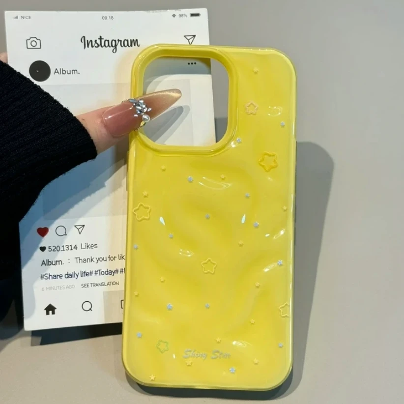 BANCAins风星星波浪褶皱适用苹果iPhone15手机壳苹果16新款14/13