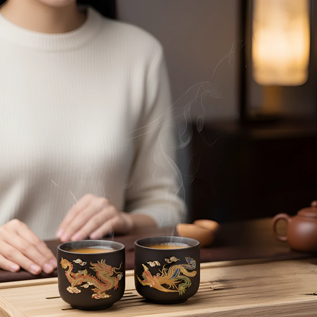 【旺】遇热变色龙凤呈祥直筒对杯