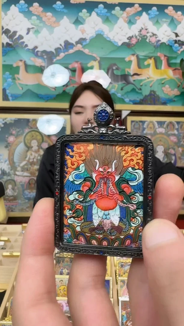 吊坠大鹏-热贡纯手绘唐卡吊坠