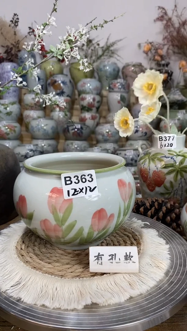 景德镇瓷韵手绘陶瓷花盆   B363