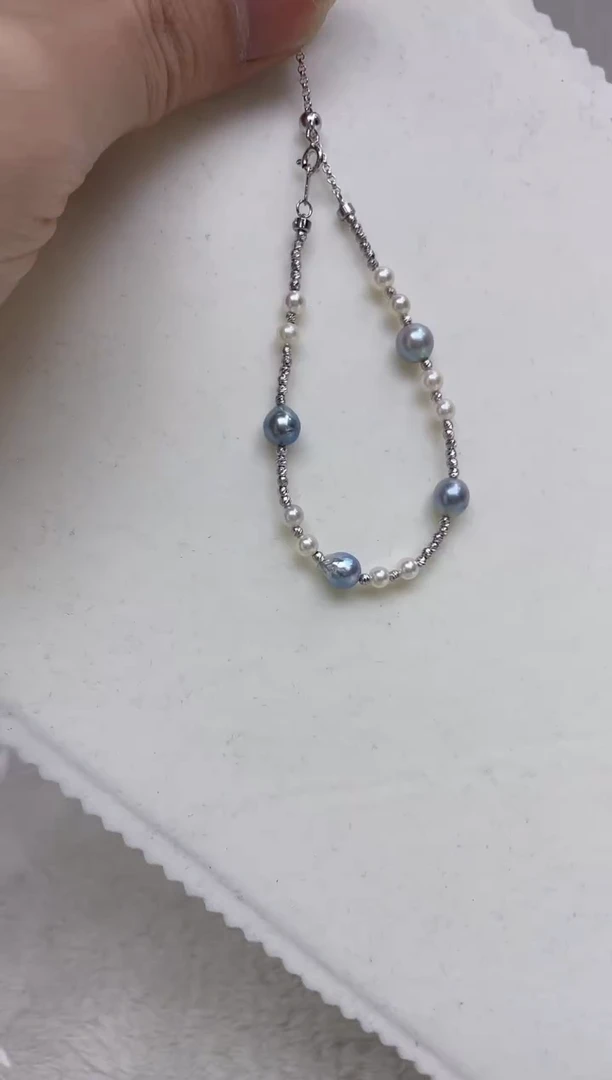 银S925镶嵌手链海水珍珠