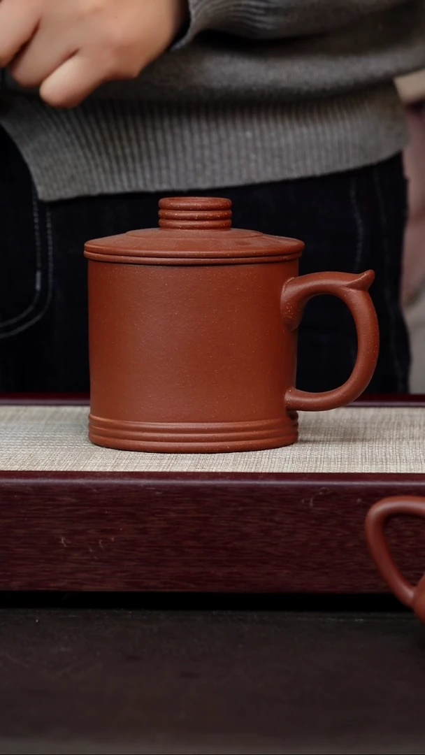 茶杯紫砂降坡盖杯三件套