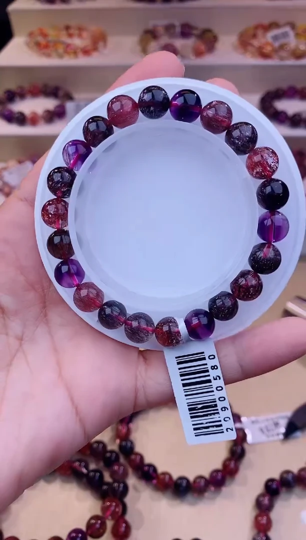 未镶嵌手串水晶黑加仑超七单圈8m+