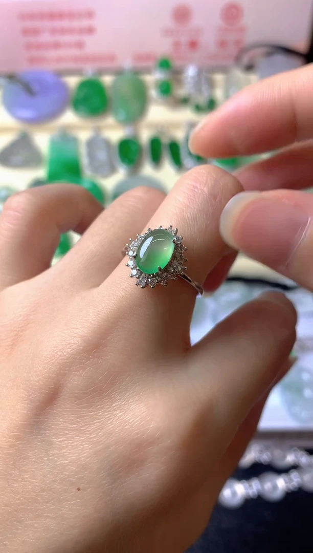 银S925镶嵌戒指翡翠腻*戒指
