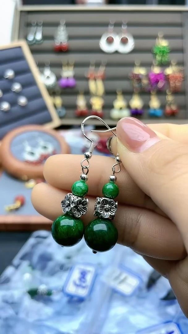 【闪购商品】翡翠耳饰银S925镶嵌1003000