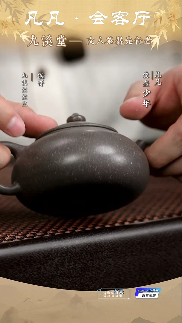 茶壶紫砂凡凡会客厅&九溪堂 紫砂壶17 波浪寒江天青185cc