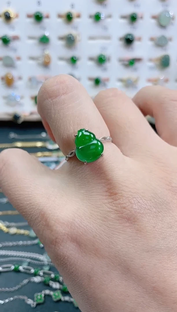 银S925镶嵌戒指翡翠天然翡翠