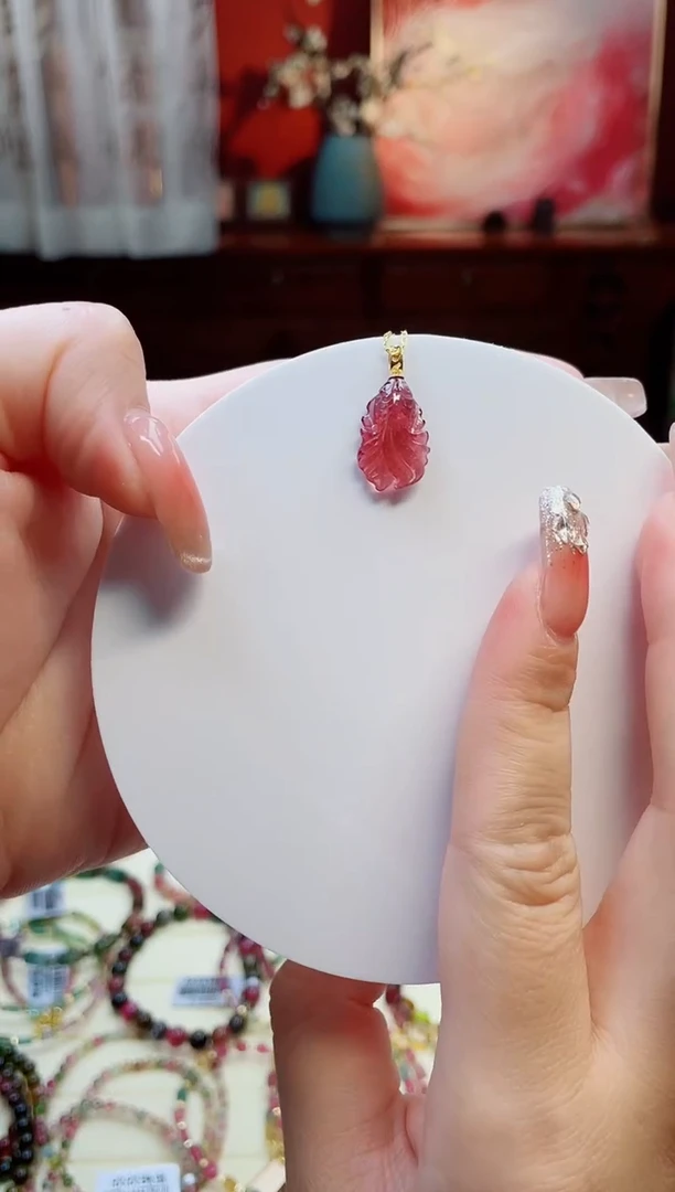 吊坠不含链18K金镶嵌碧玺吊坠不含链