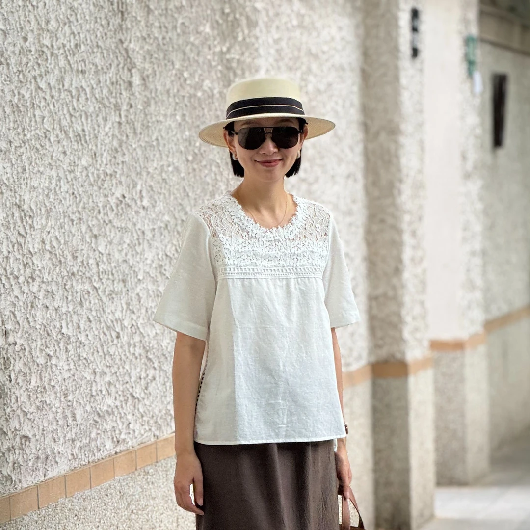 （YY推荐）恰好时光 气质休闲百搭夏季宽松圆领时尚显瘦女士短袖