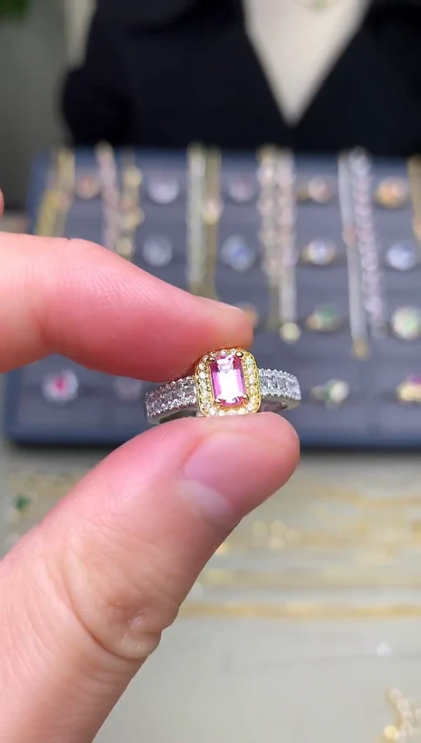 戒指蓝宝石银S925镶嵌戒指