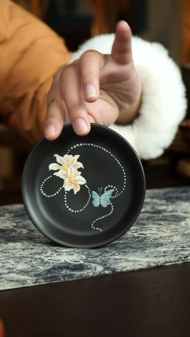 茶杯紫砂37号 百合花壶承 宜兴紫砂原矿作品