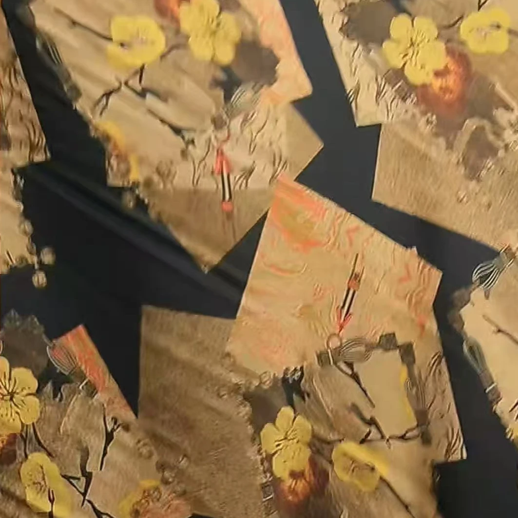 方格黄花国风仿香云纱时装时尚面料（不支持7天无理由）