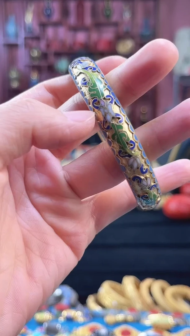 非遗 景泰蓝金地手镯 圈口65