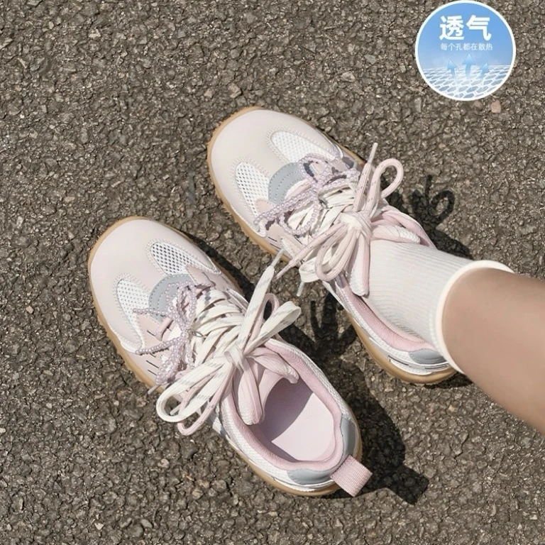 德训鞋女款2025新款夏季内增高运动休闲鞋百搭透气网面女鞋3185