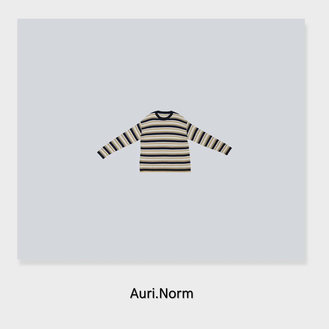 Auri.Norm简约宽松百搭撞色条纹长袖针织衫小众设计师特别款