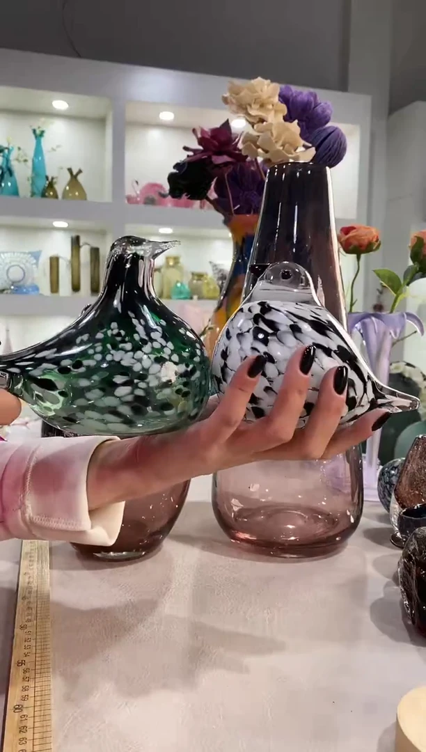 慕忆家手作琉璃花瓶一对