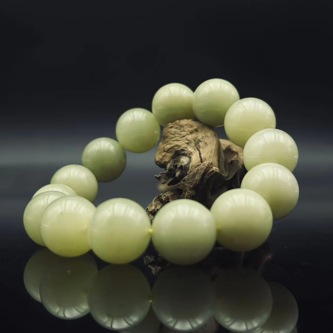 和田玉黄口圆珠手串（卡16）1743