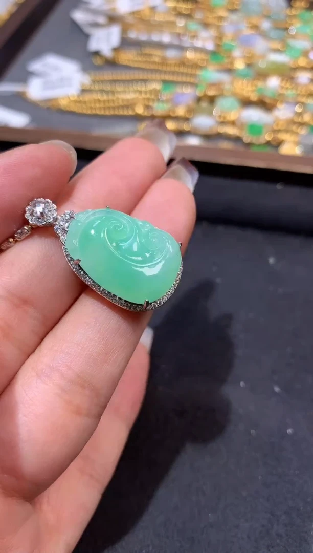 吊坠(不含链)银S925镶嵌翡翠【挽石珠宝】如意