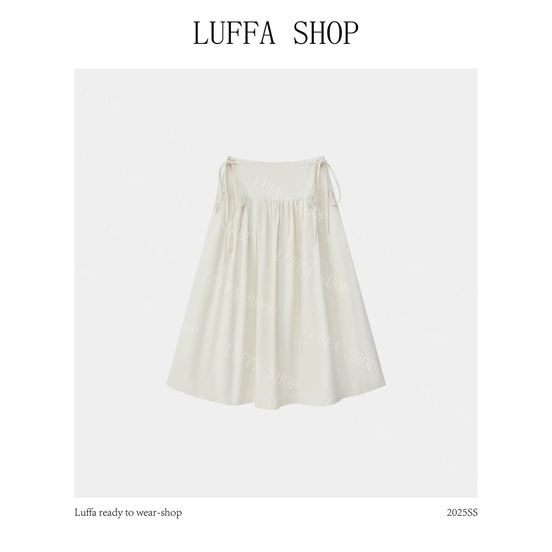 【Luffa shop】“清涟轻雨”设计感百搭褶皱系带半裙BQ20250828