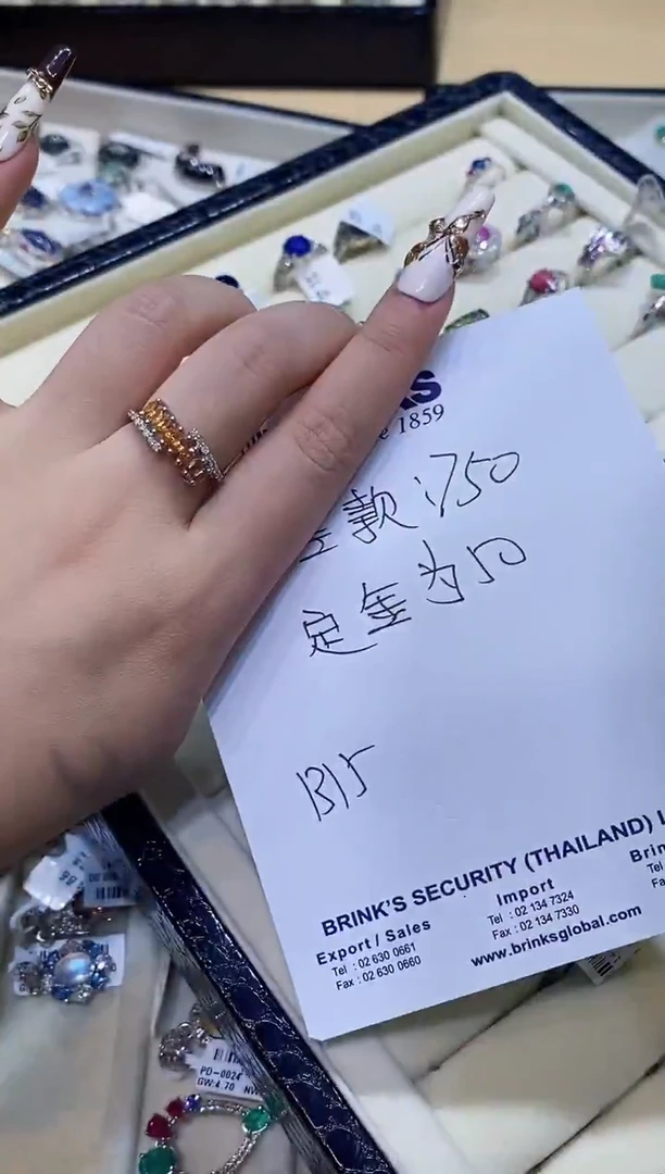 戒指彩色蓝宝石银S925镶嵌楚楚珠宝中古甄选不退换