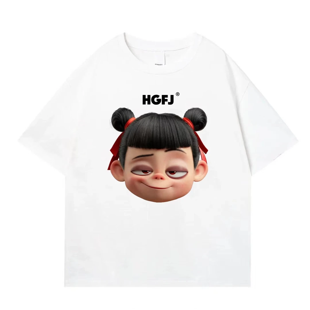 【哪吒】HGFJ新中式高级感280克重磅纯棉t恤男女情侣夏季休闲宽松