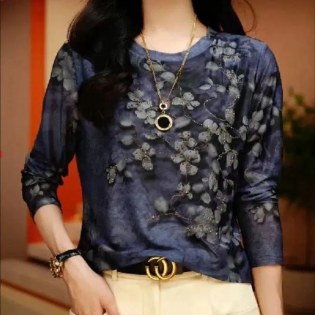 2083#2024新款高级感上衣长袖打底衫高贵洋气减龄气质T恤女