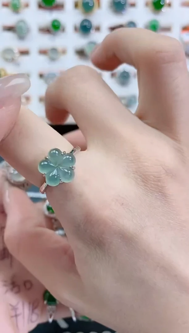 银S925镶嵌戒指翡翠天然翡翠