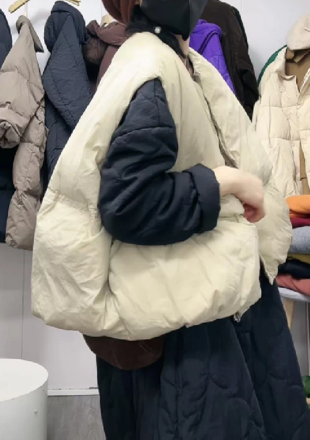 【四季青菲霏】宽松大码百搭洋气可外穿白鸭绒羽绒马甲8804