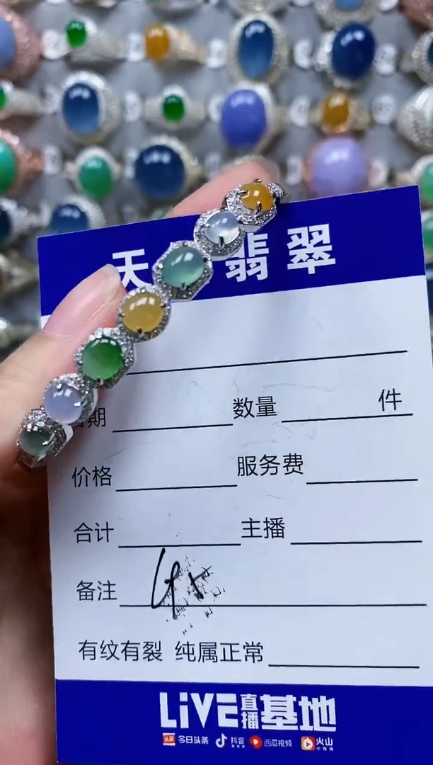 翡翠手镯银S925镶嵌695