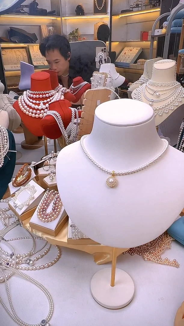 项链银S925镶嵌淡水珍珠小米珠珍珠项链