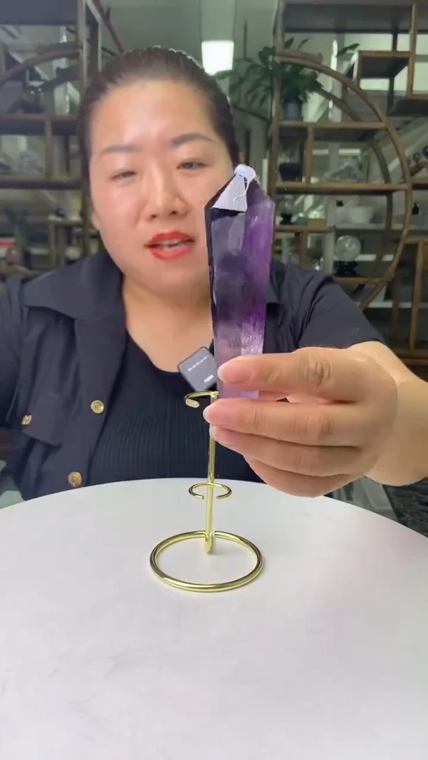 水晶珠宝半成品未镶嵌紫晶权杖D93
