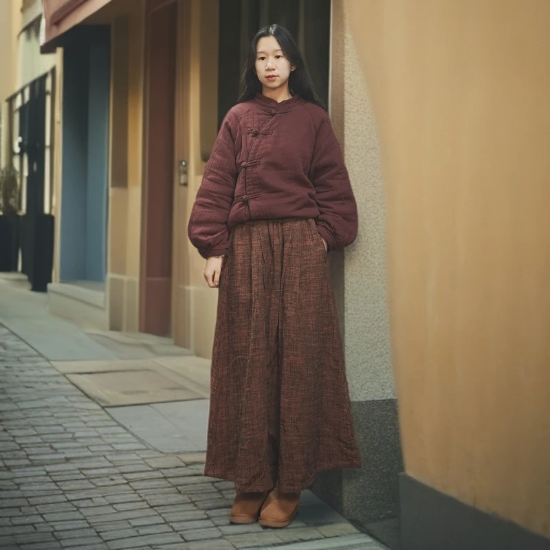 汉麻半身裙女 2025炒色亚麻连衣裙女 加长时尚加大码女