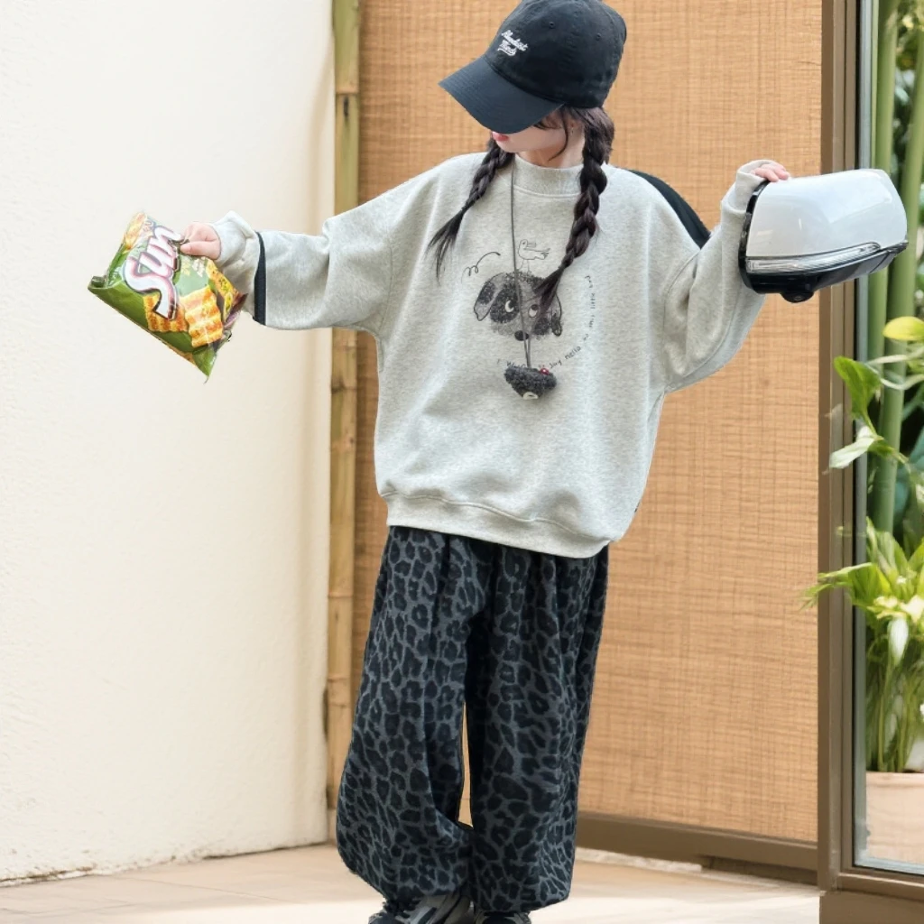 女童2025年秋冬新款韩版休闲套装女大童时髦洋气卫衣卫裤运动服