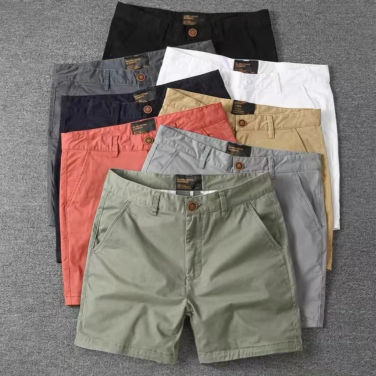 美式休闲弹力三分裤男夏季潮流修身直筒外穿短裤运动工装四分裤子