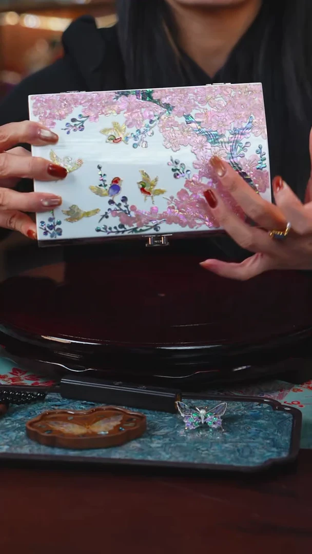 木闪购商品螺钿漆器首饰盒