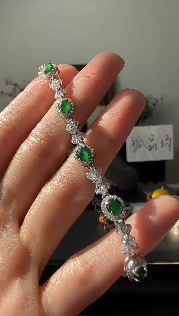 【闪购商品】翡翠手链银S925镶嵌850003